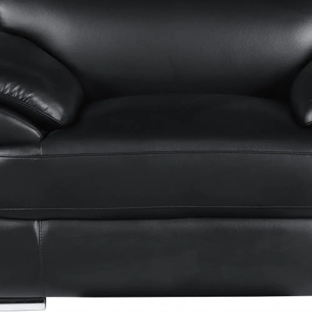 38" Black And White Genuine Leather Chair and a Half Homeroots Living Room
