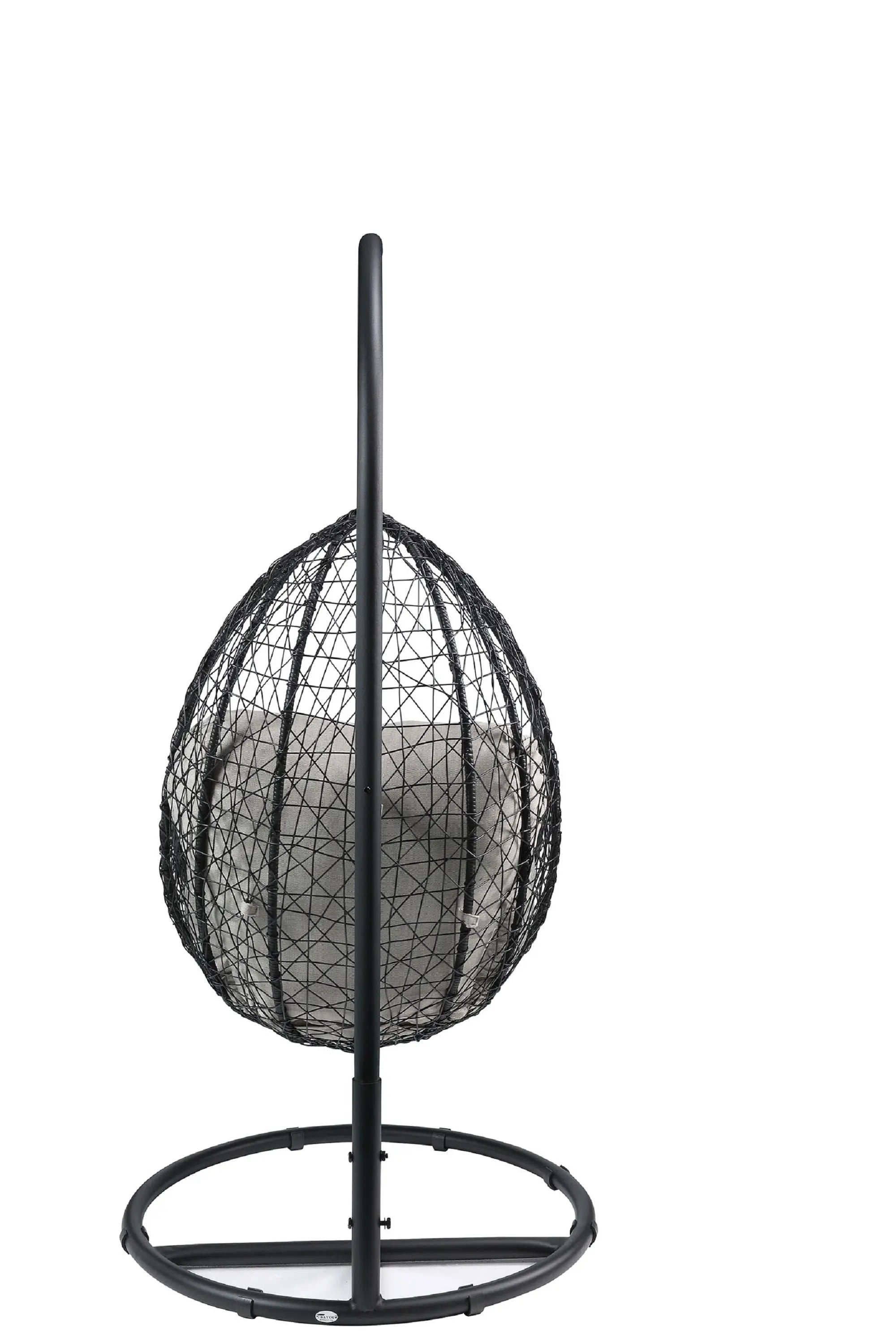 38" Black Metal Swing Chair With Beige Cushion Homeroots Outdoor