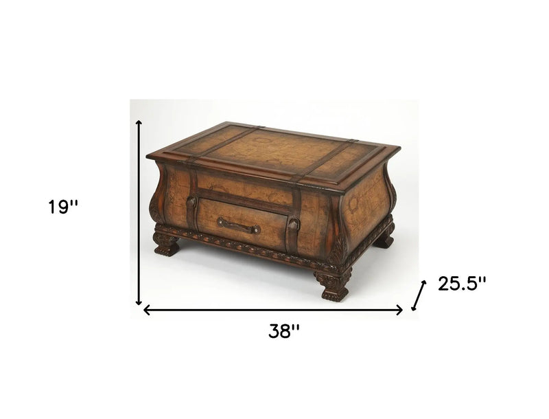 38" Brown Wood Coffee Table With Drawer Homeroots Living Room