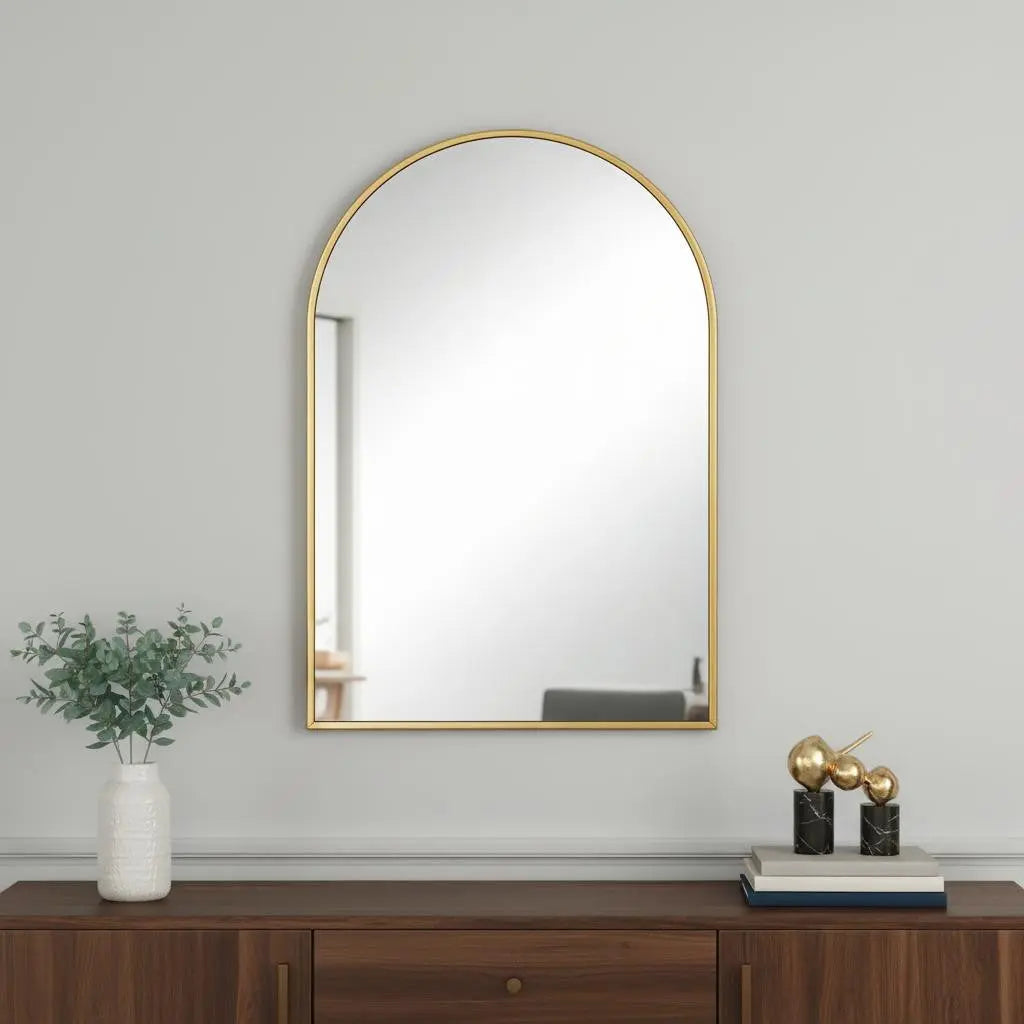 38" Gold Aluminum Arch Framed Accent Mirror Homeroots Bed & Bath