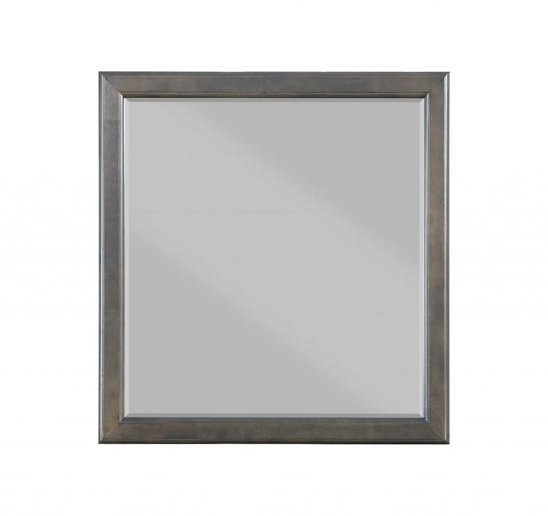38" Gray Square Wood Framed Accent Mirror - GreatEagleInc