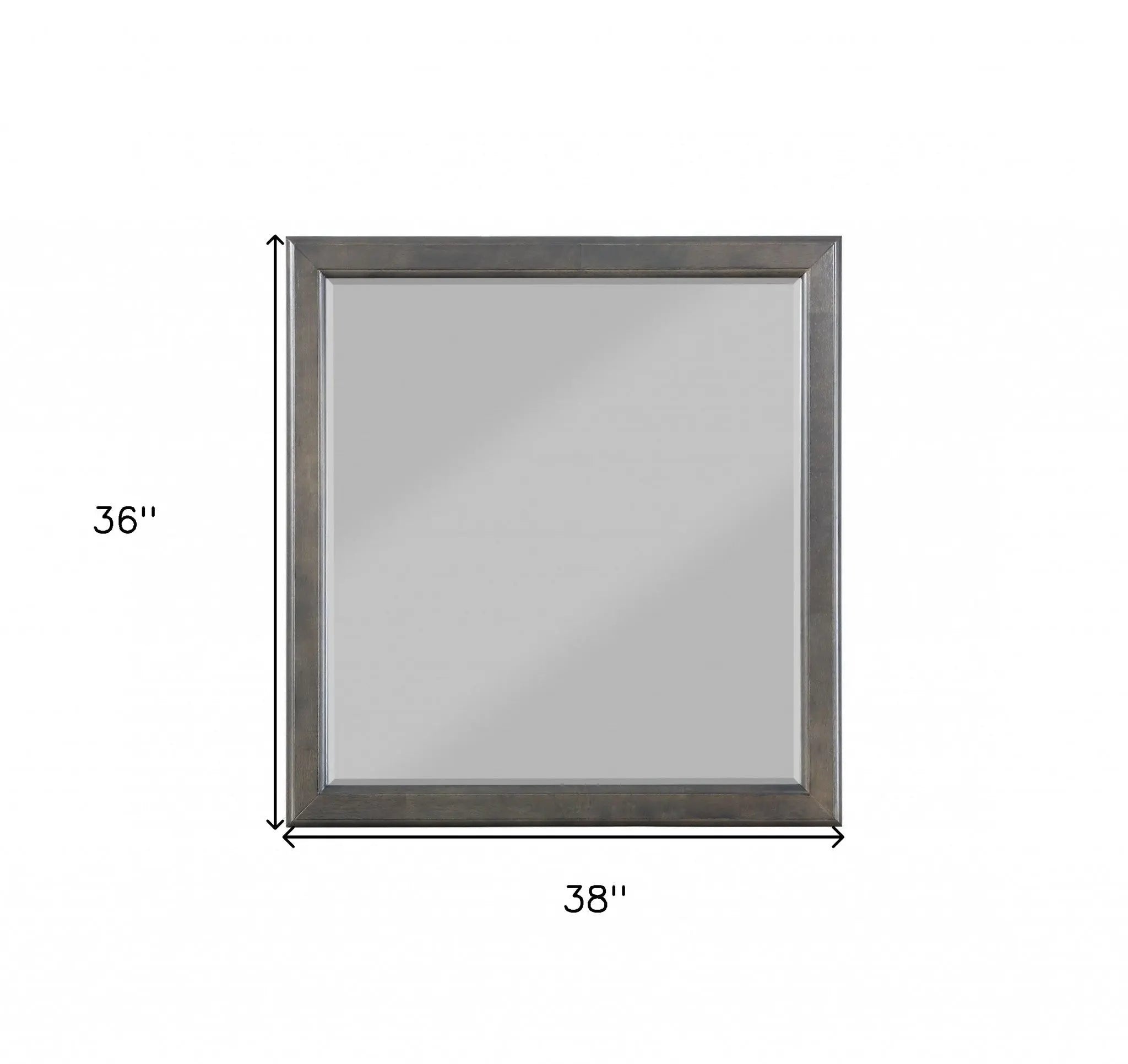 38" Gray Square Wood Framed Accent Mirror - GreatEagleInc