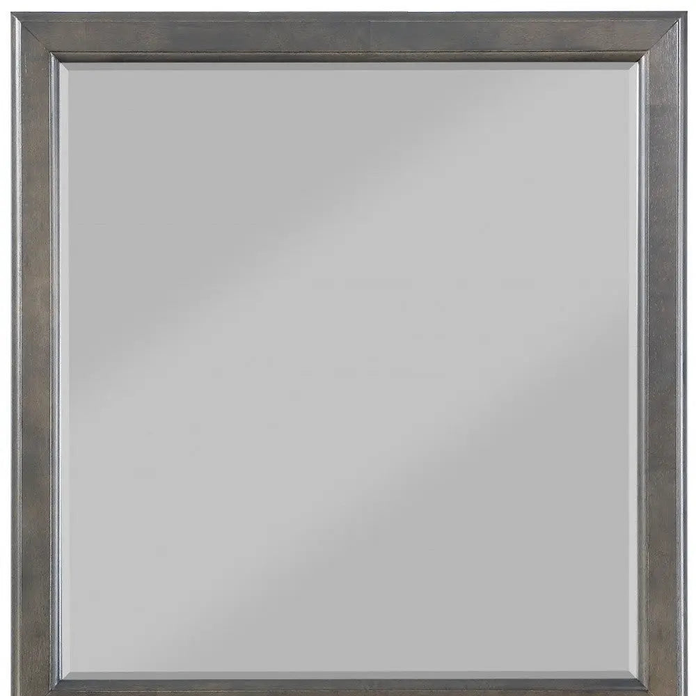 38" Gray Square Wood Framed Accent Mirror - GreatEagleInc