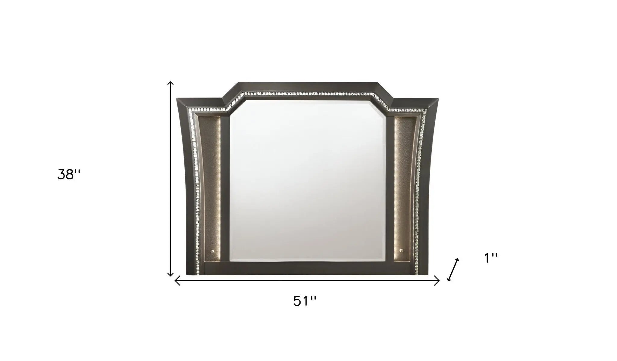 38" Gunmetal Lighted Abstract Wood Framed Mounted Dresser Mirror Homeroots Bed & Bath