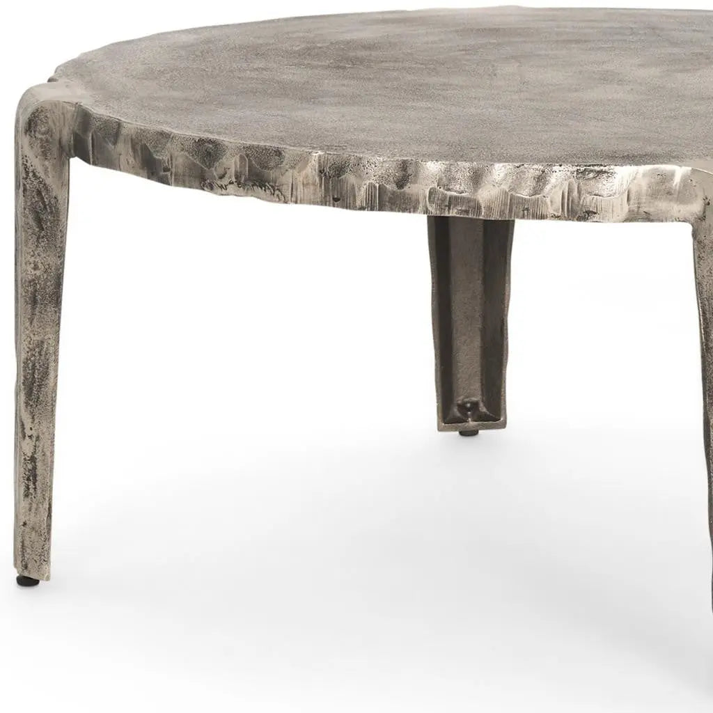 38" Silver Iron Round Coffee Table Homeroots Living Room