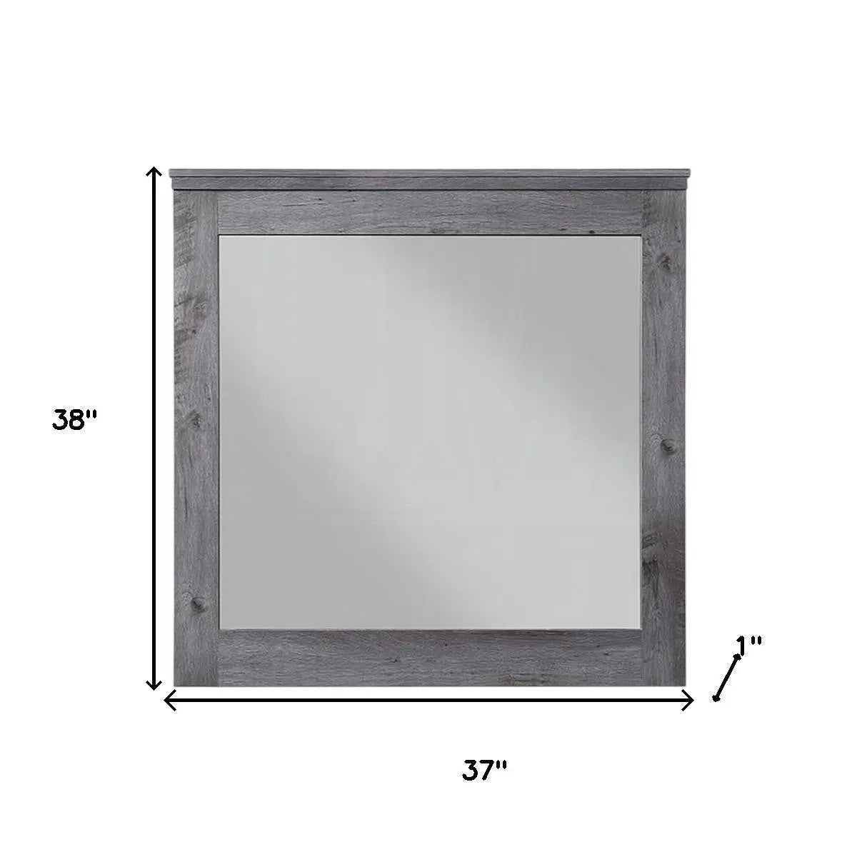 38" Square Wood Framed Mounted Dresser Mirror Homeroots Bed & Bath