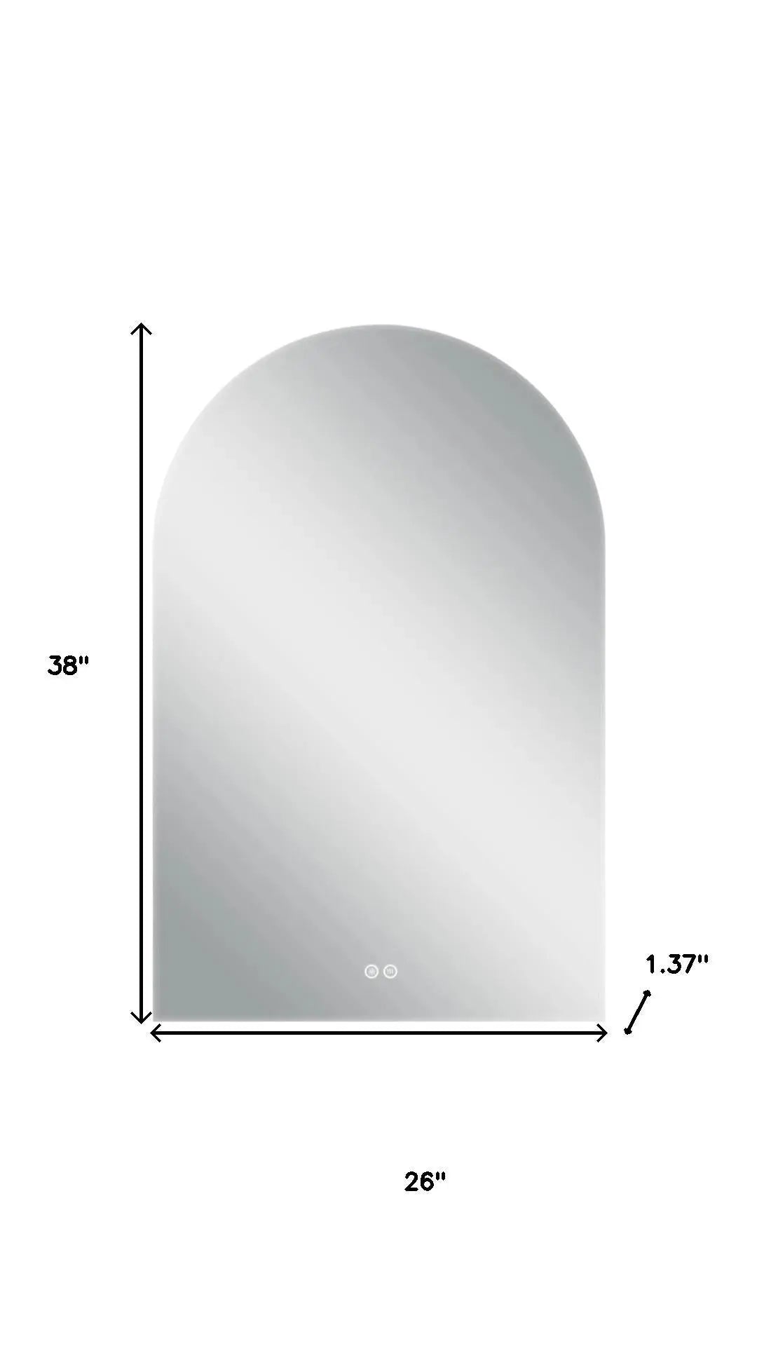 38" White Arch Lighted Frameless Bathroom Vanity Mirror Homeroots Bed & Bath