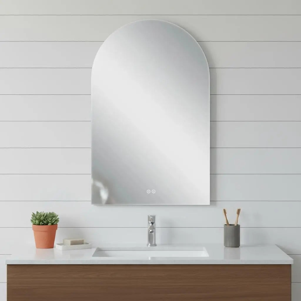 38" White Arch Lighted Frameless Bathroom Vanity Mirror Homeroots Bed & Bath