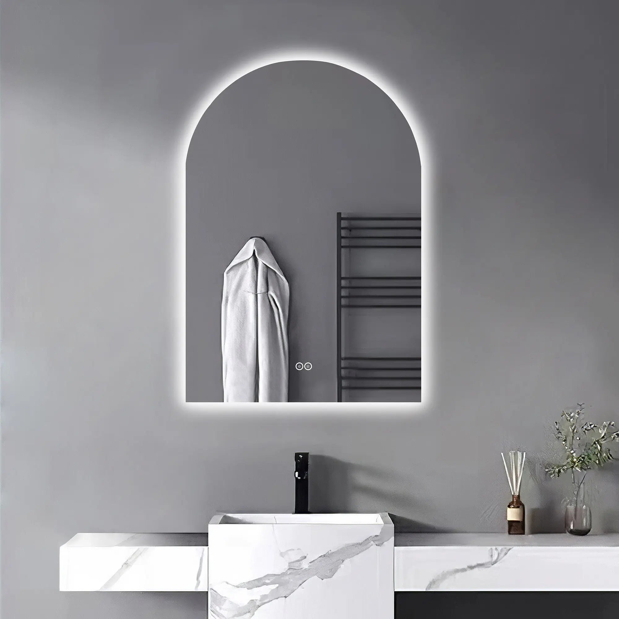 38" White Arch Lighted Frameless Bathroom Vanity Mirror Homeroots Bed & Bath