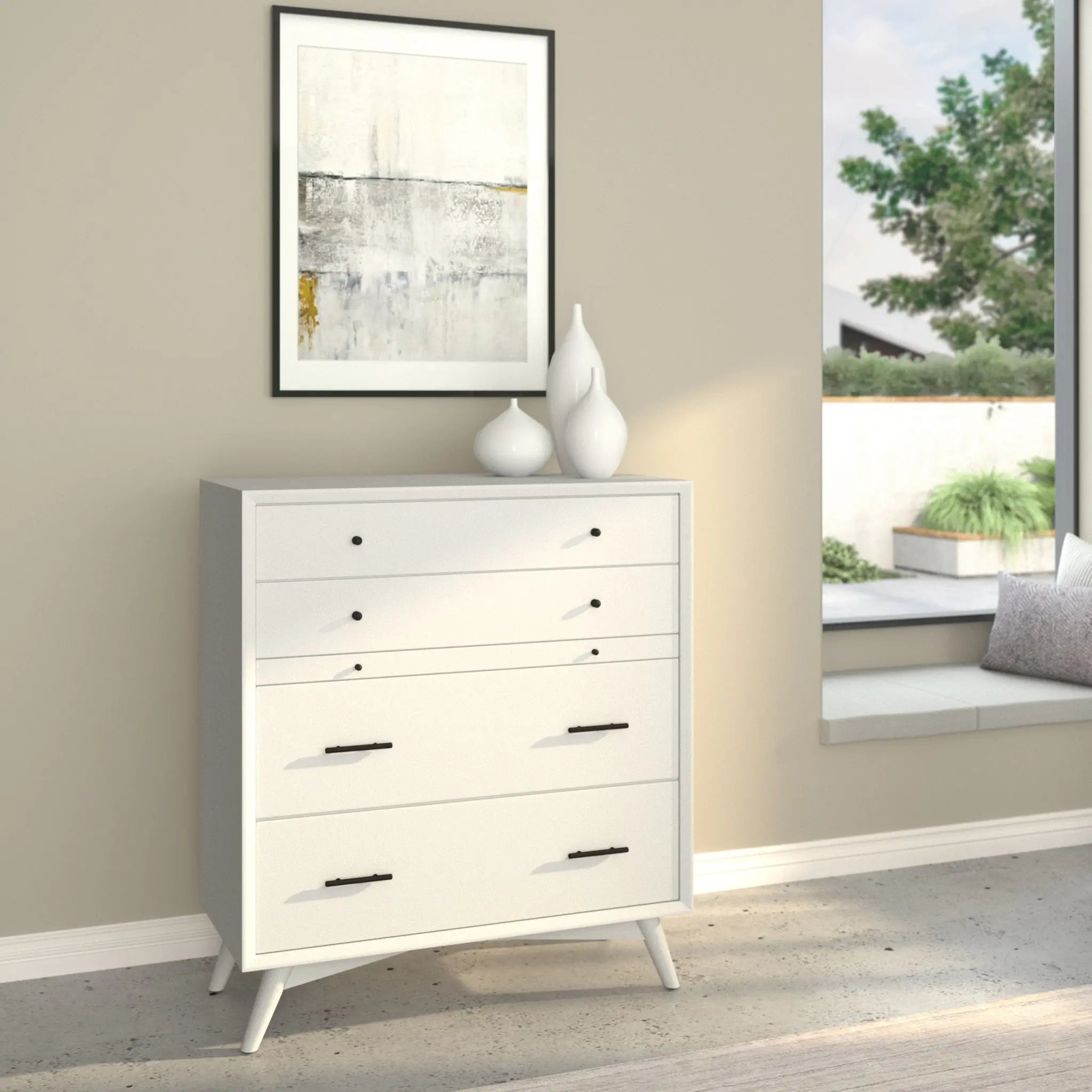 38" White Solid Wood Four Drawer Chest - GreatEagleInc