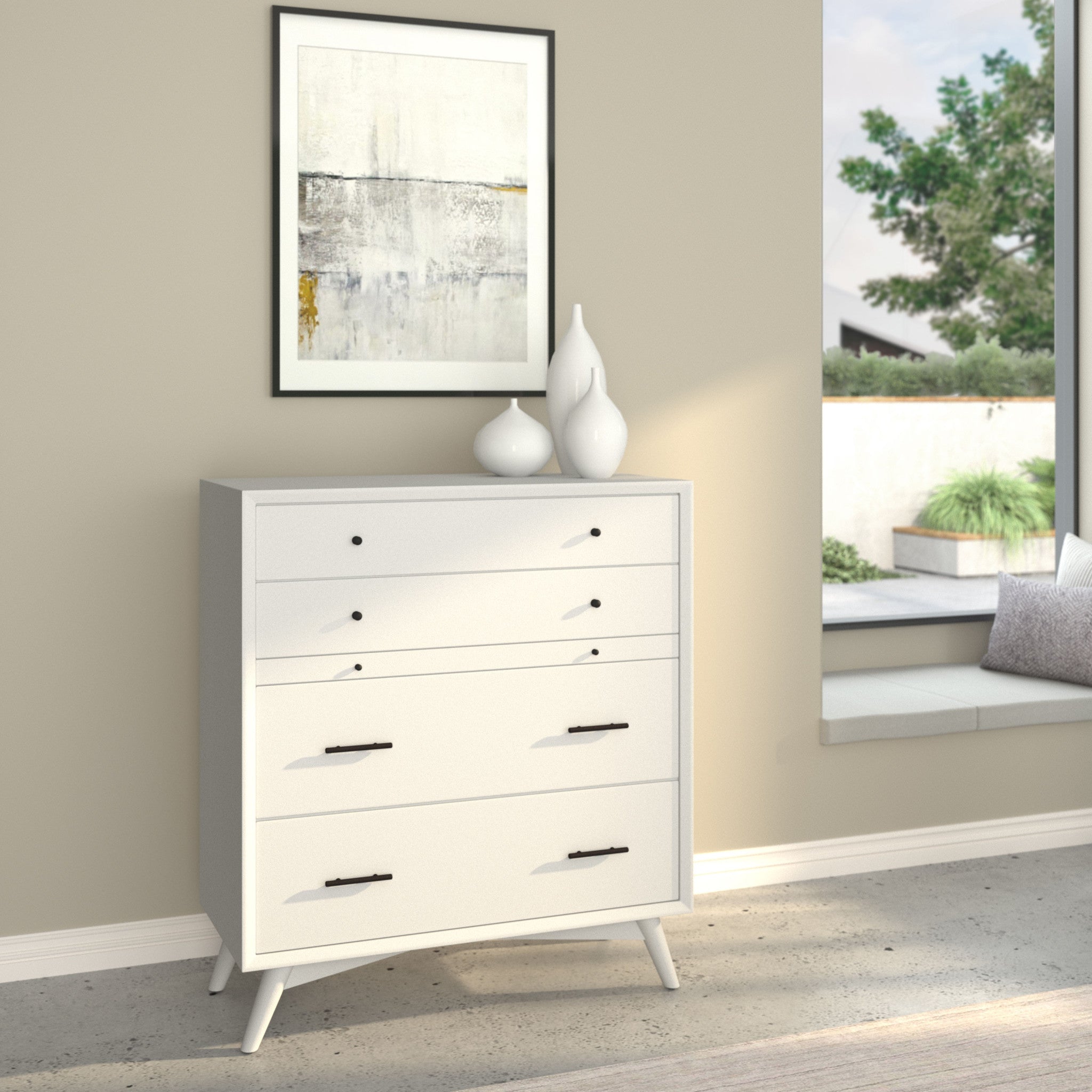 38" White Solid Wood Four Drawer Chest - GreatEagleInc