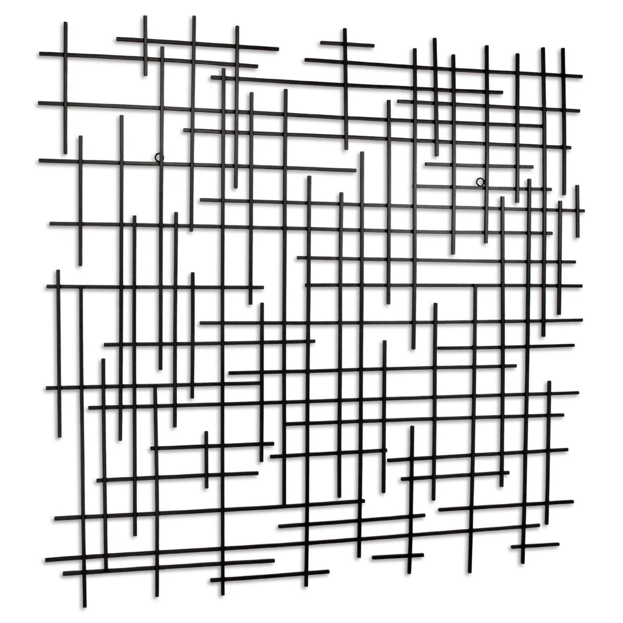 38" X 38" Black Geometric Metal Hanging Dimensional Sculpture Homeroots Home Decor