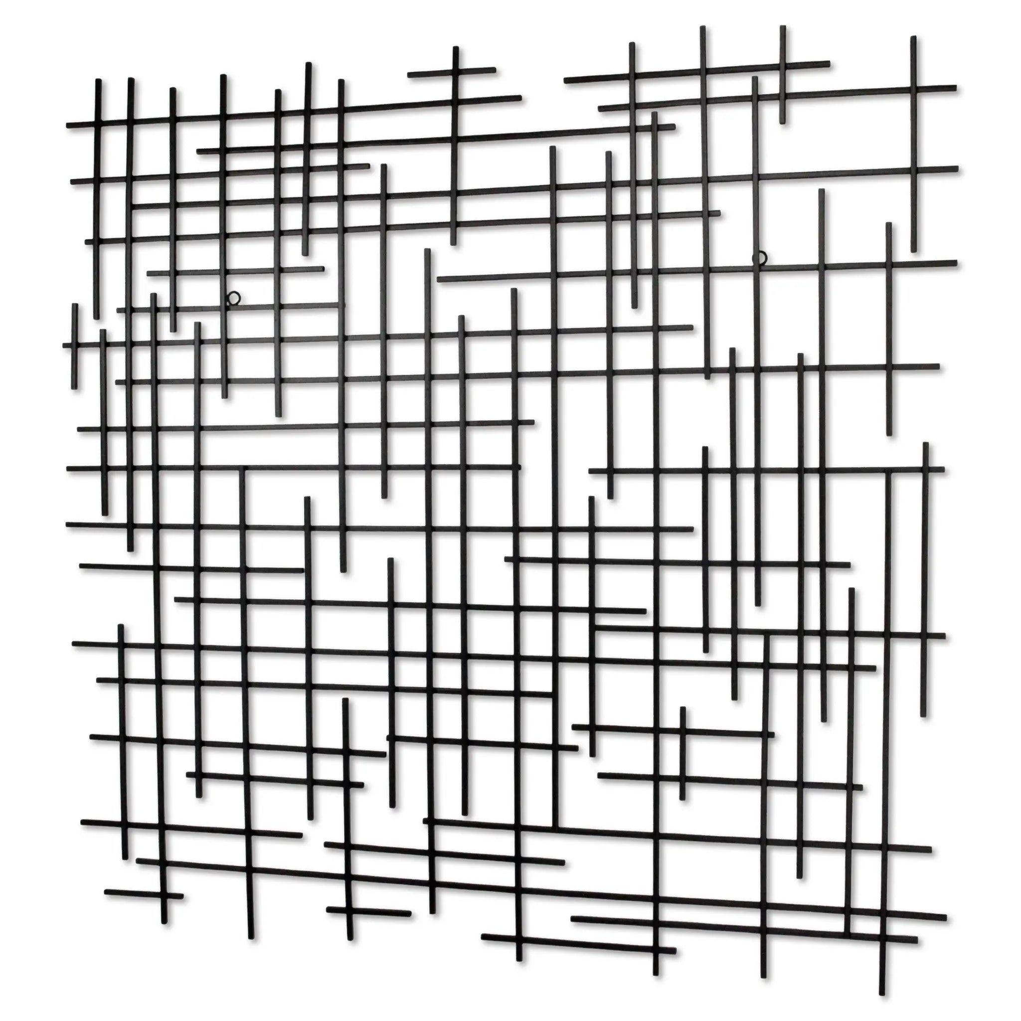 38" X 38" Black Geometric Metal Hanging Dimensional Sculpture Homeroots Home Decor