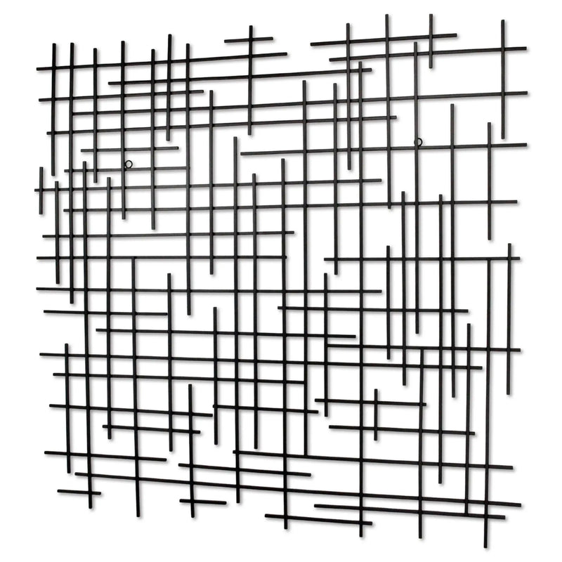 38" X 38" Black Geometric Metal Hanging Dimensional Sculpture Homeroots Home Decor
