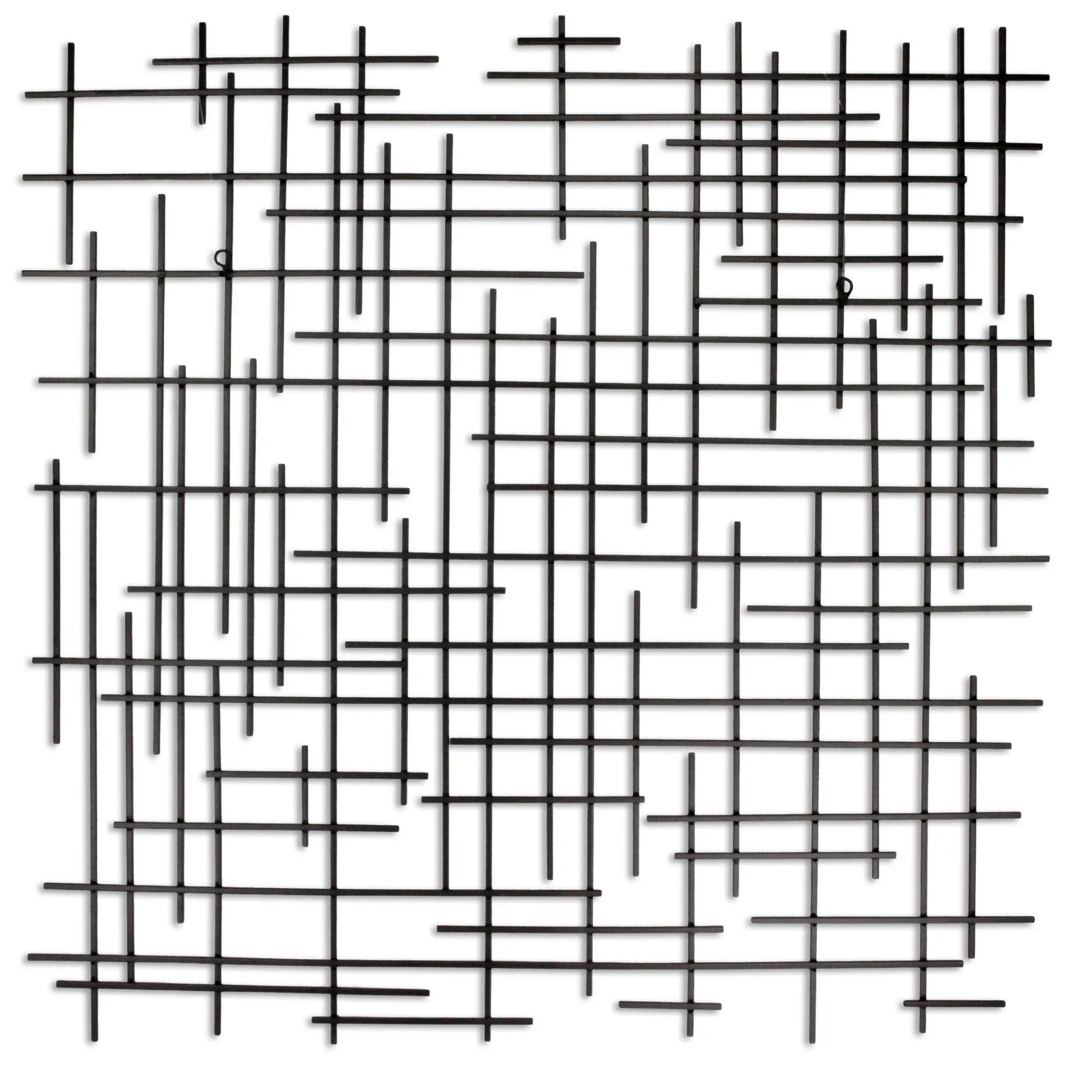 38" X 38" Black Geometric Metal Hanging Dimensional Sculpture Homeroots Home Decor