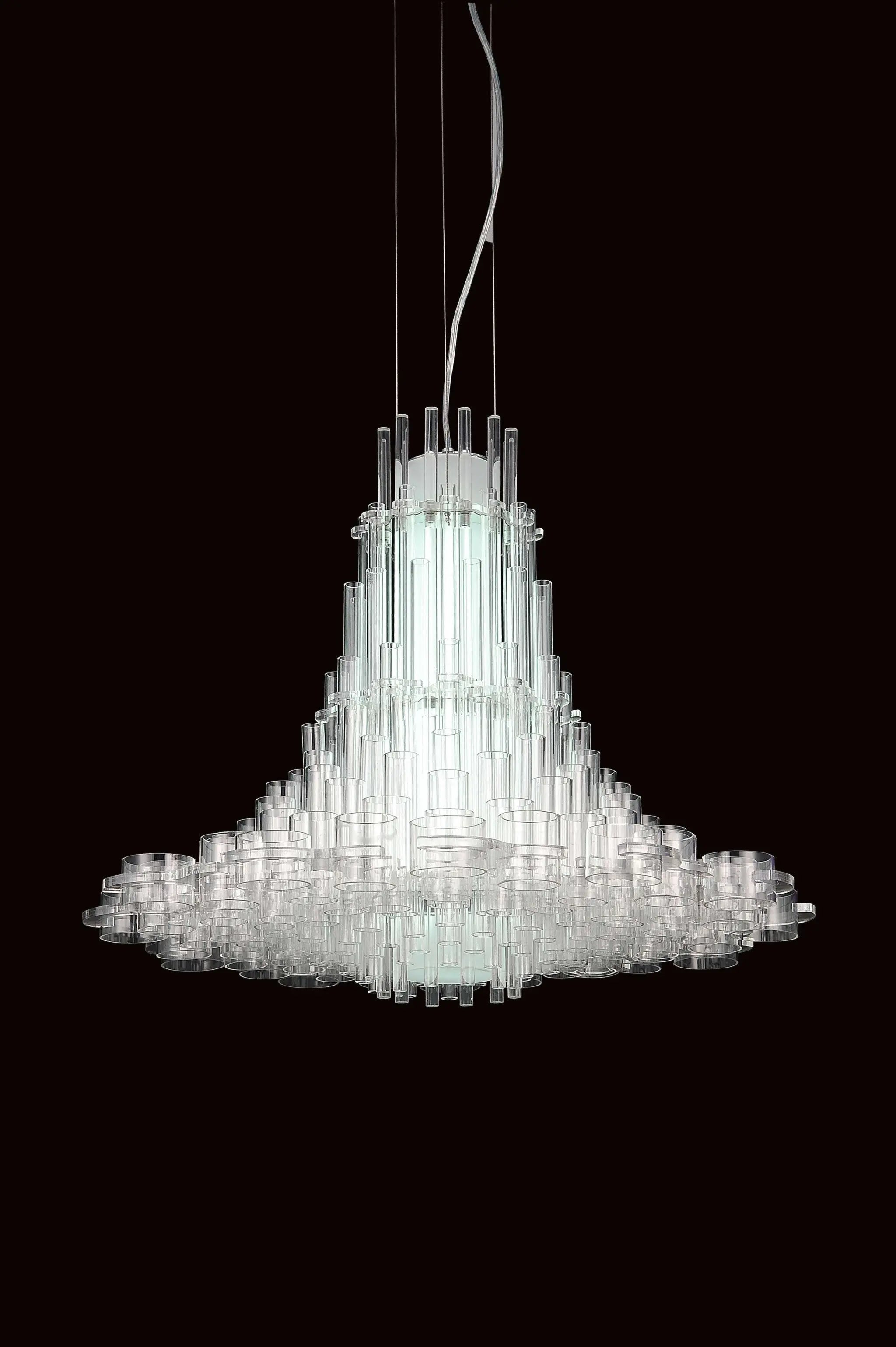 39 X 39 X 70 White Acrylic Pendant Lamp - GreatEagleInc