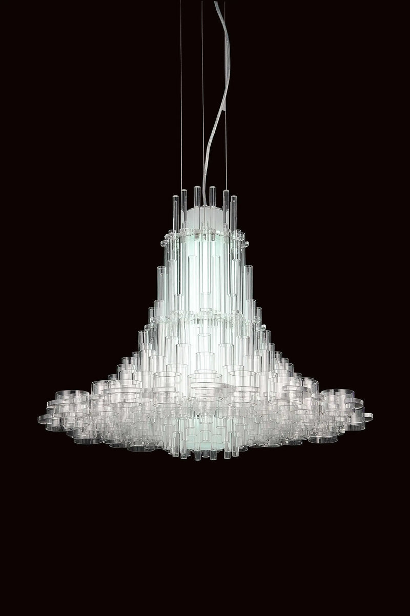39 X 39 X 70 White Acrylic Pendant Lamp - GreatEagleInc