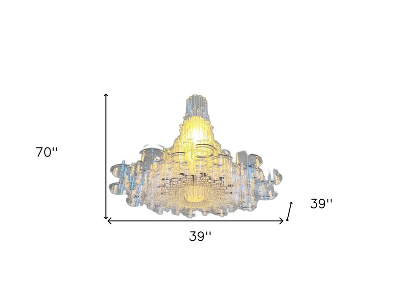 39 X 39 X 70 White Acrylic Pendant Lamp - GreatEagleInc