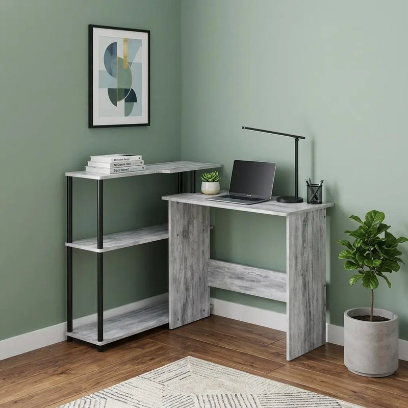 39" Antiqued White L Shape Writing Desk Homeroots Office