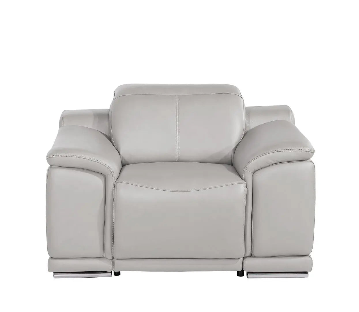 39" Ash Gray Genuine Leather Wall Hugger Power Recliner With USB Homeroots Living Room
