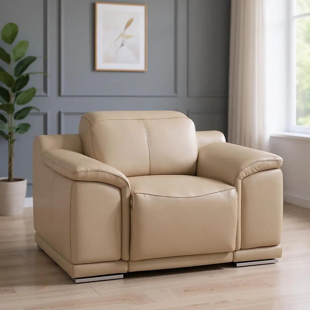 39" Ash Gray Genuine Leather Wall Hugger Power Recliner With USB Homeroots Living Room