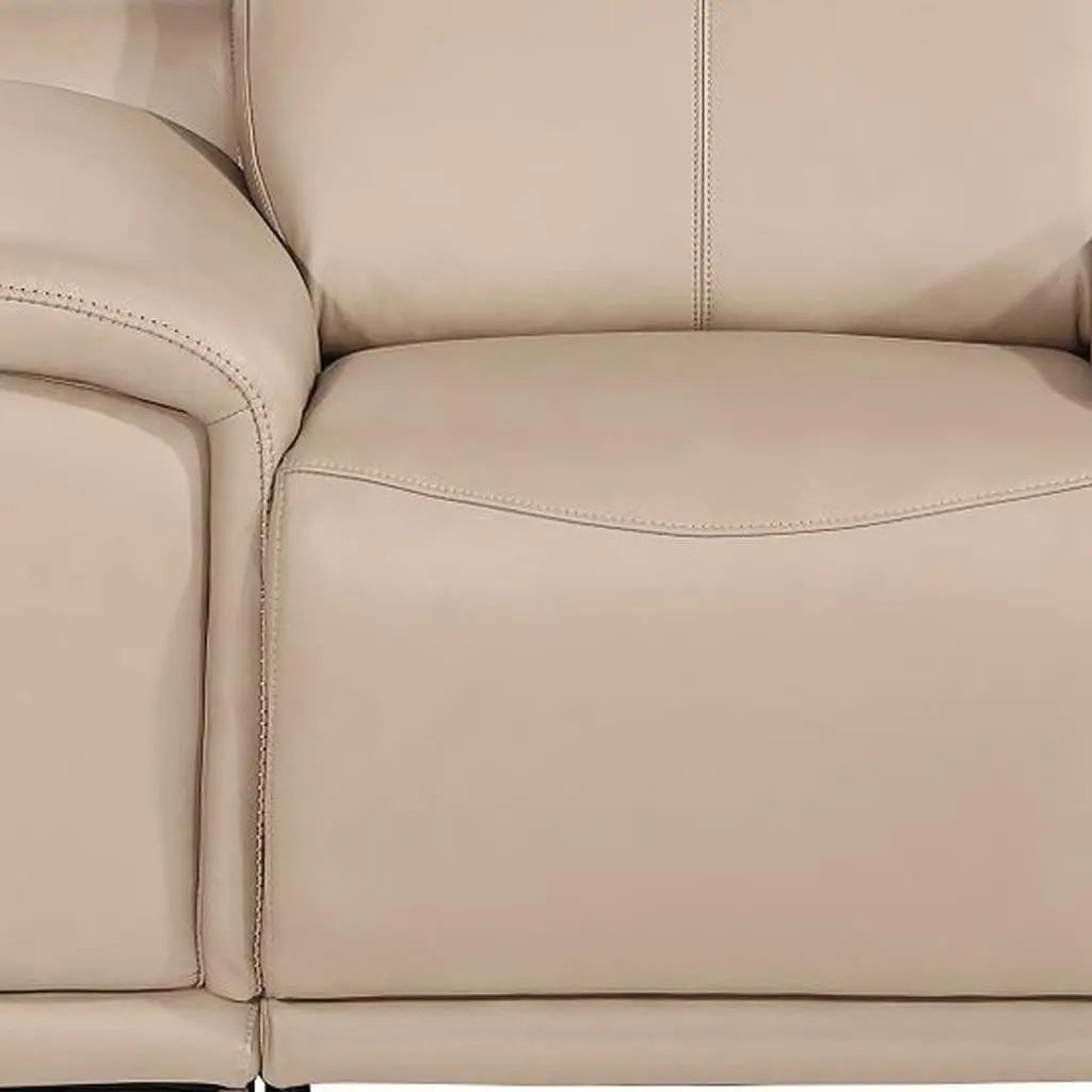 39" Ash Gray Genuine Leather Wall Hugger Power Recliner With USB Homeroots Living Room
