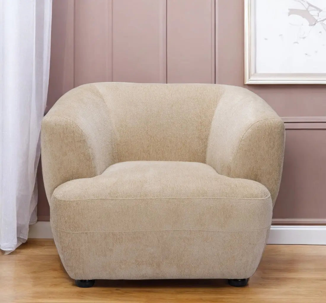 39" Beige And Black Faux Shearling And Upholstered Arm Chair Homeroots Living Room