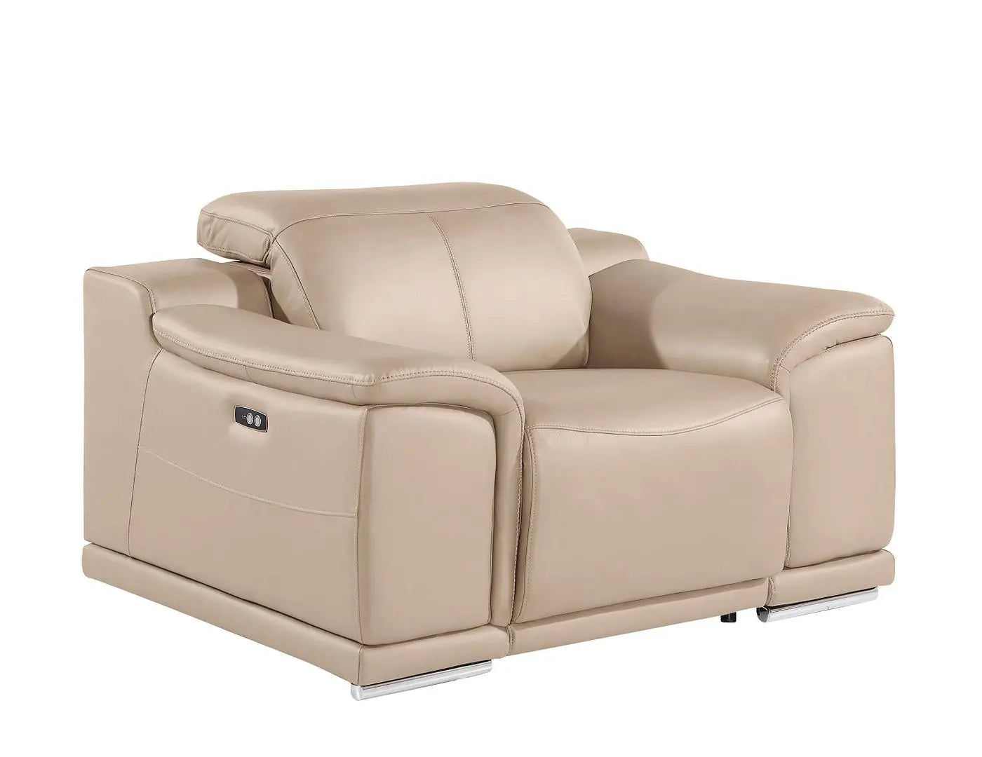 39" Beige Genuine Leather Wall Hugger Power Recliner With USB Homeroots Living Room