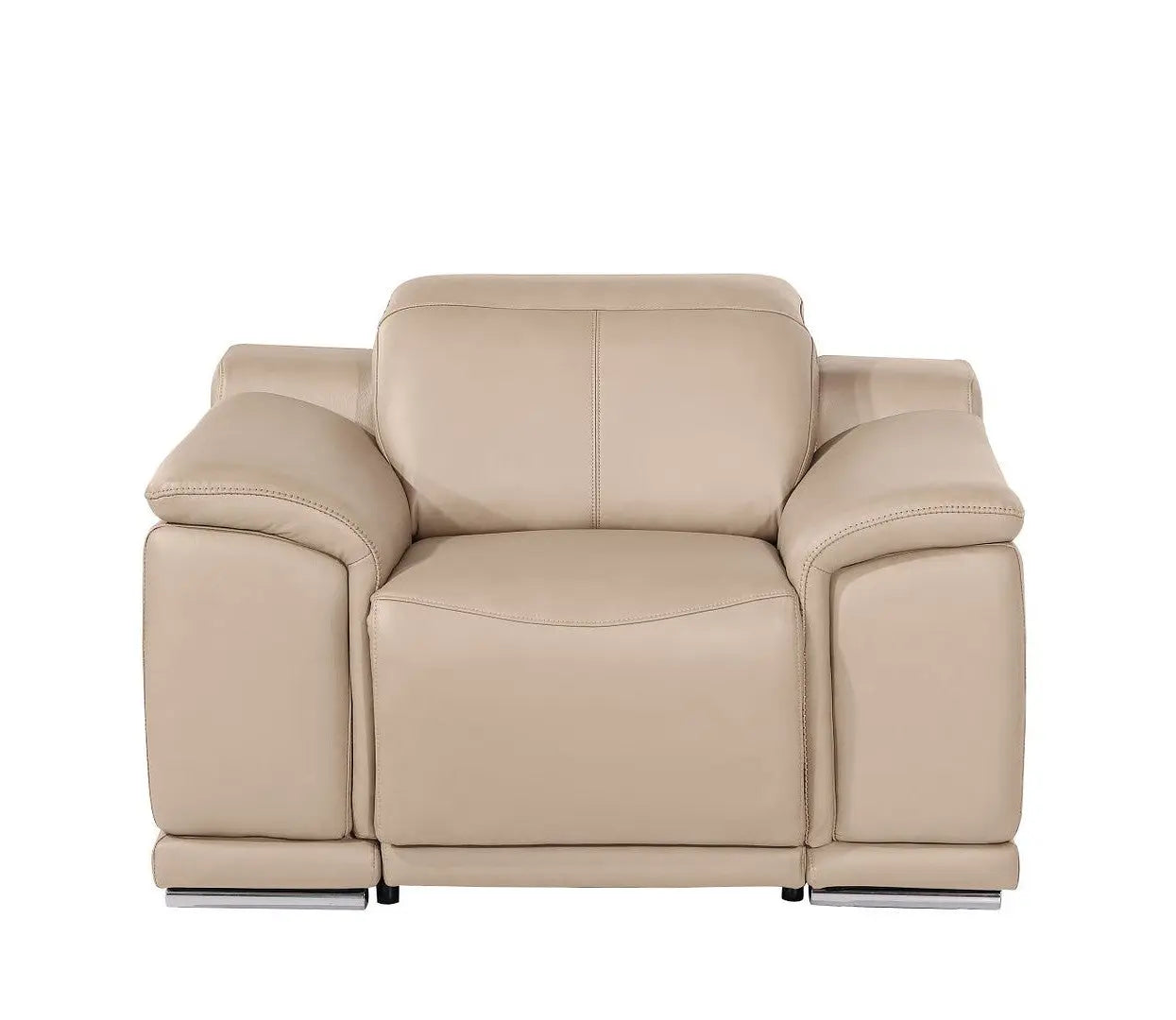 39" Beige Genuine Leather Wall Hugger Power Recliner With USB Homeroots Living Room