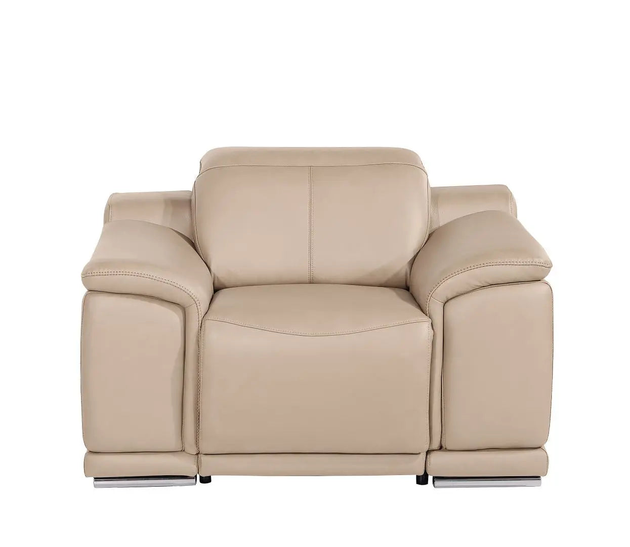 39" Beige Genuine Leather Wall Hugger Power Recliner With USB Homeroots Living Room
