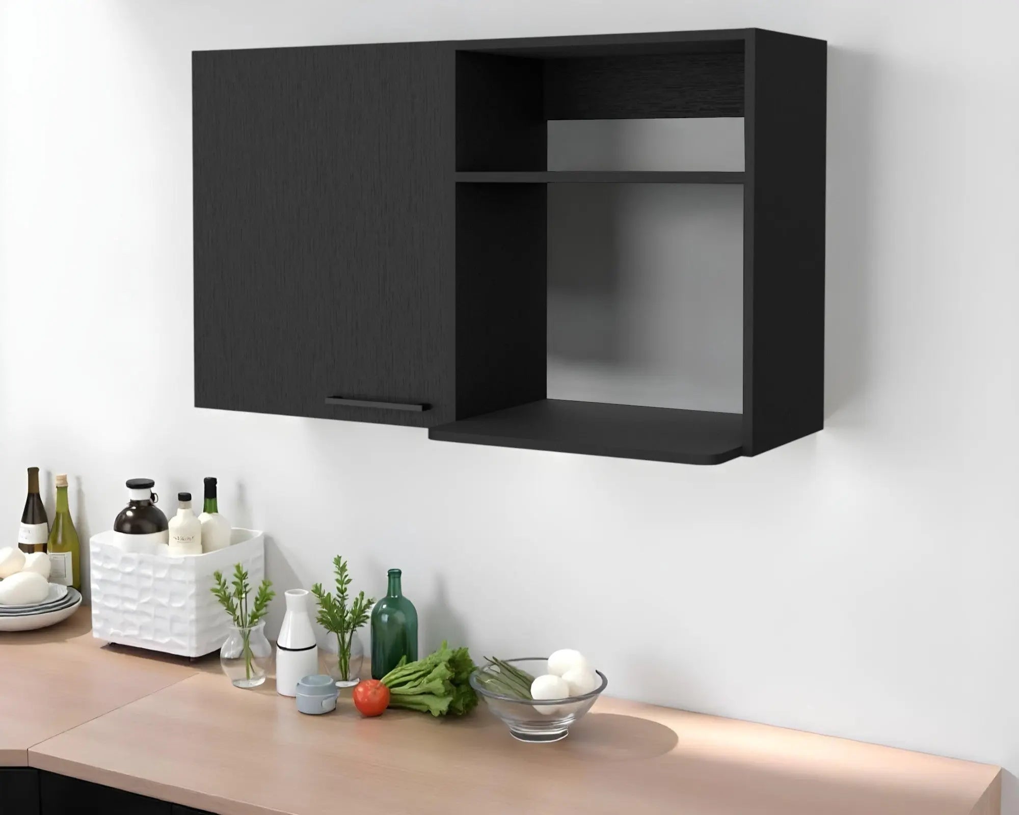 39" Black Accent Cabinet With Two Shelves Homeroots Kitchen & Dining