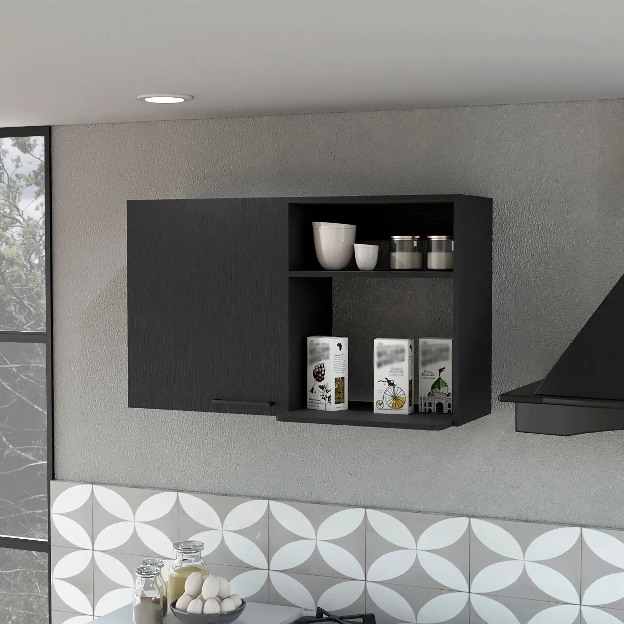 39" Black Accent Cabinet With Two Shelves Homeroots Kitchen & Dining