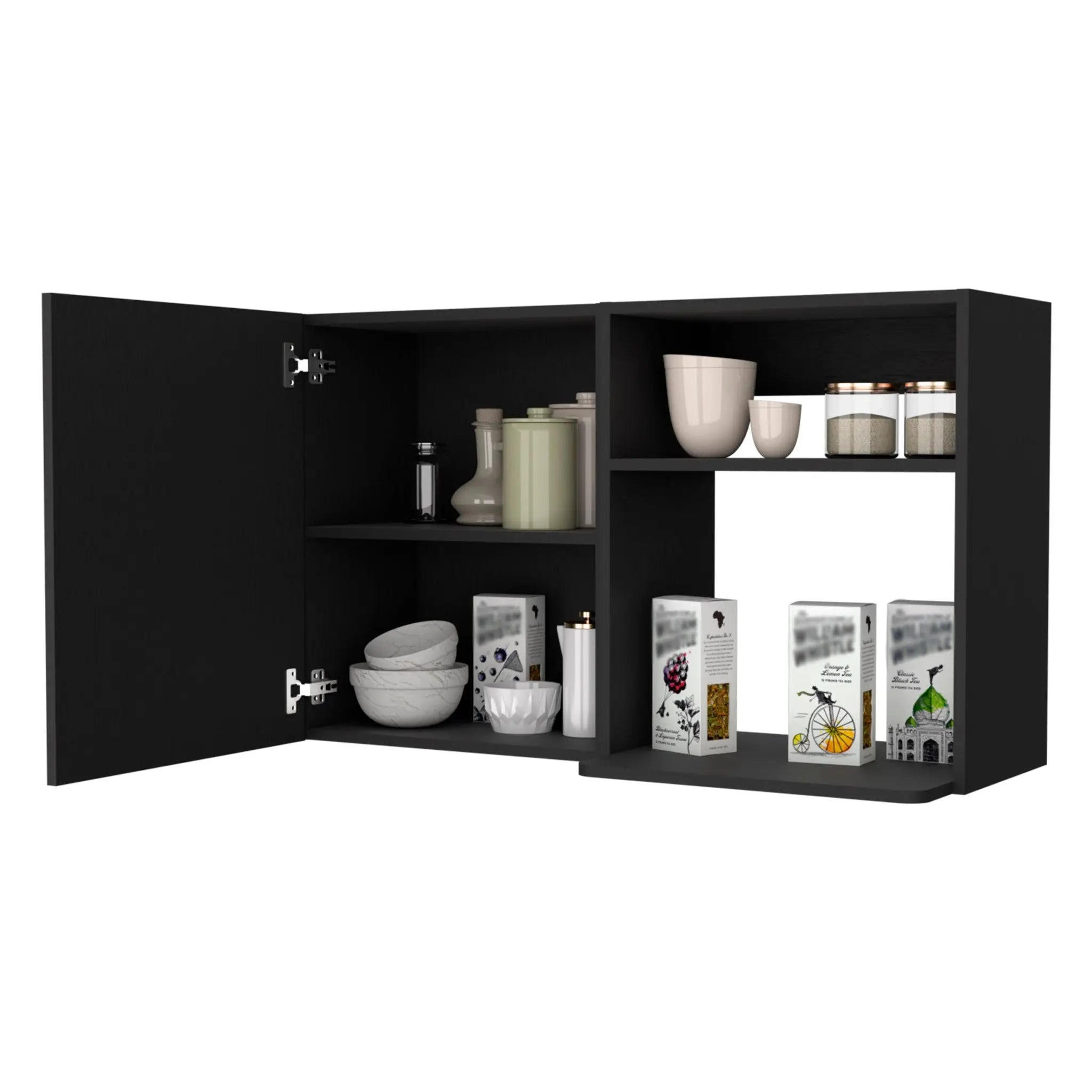 39" Black Accent Cabinet With Two Shelves Homeroots Kitchen & Dining