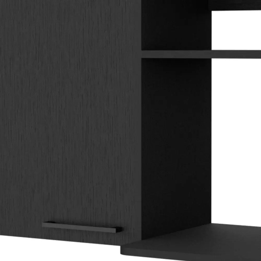 39" Black Accent Cabinet With Two Shelves Homeroots Kitchen & Dining