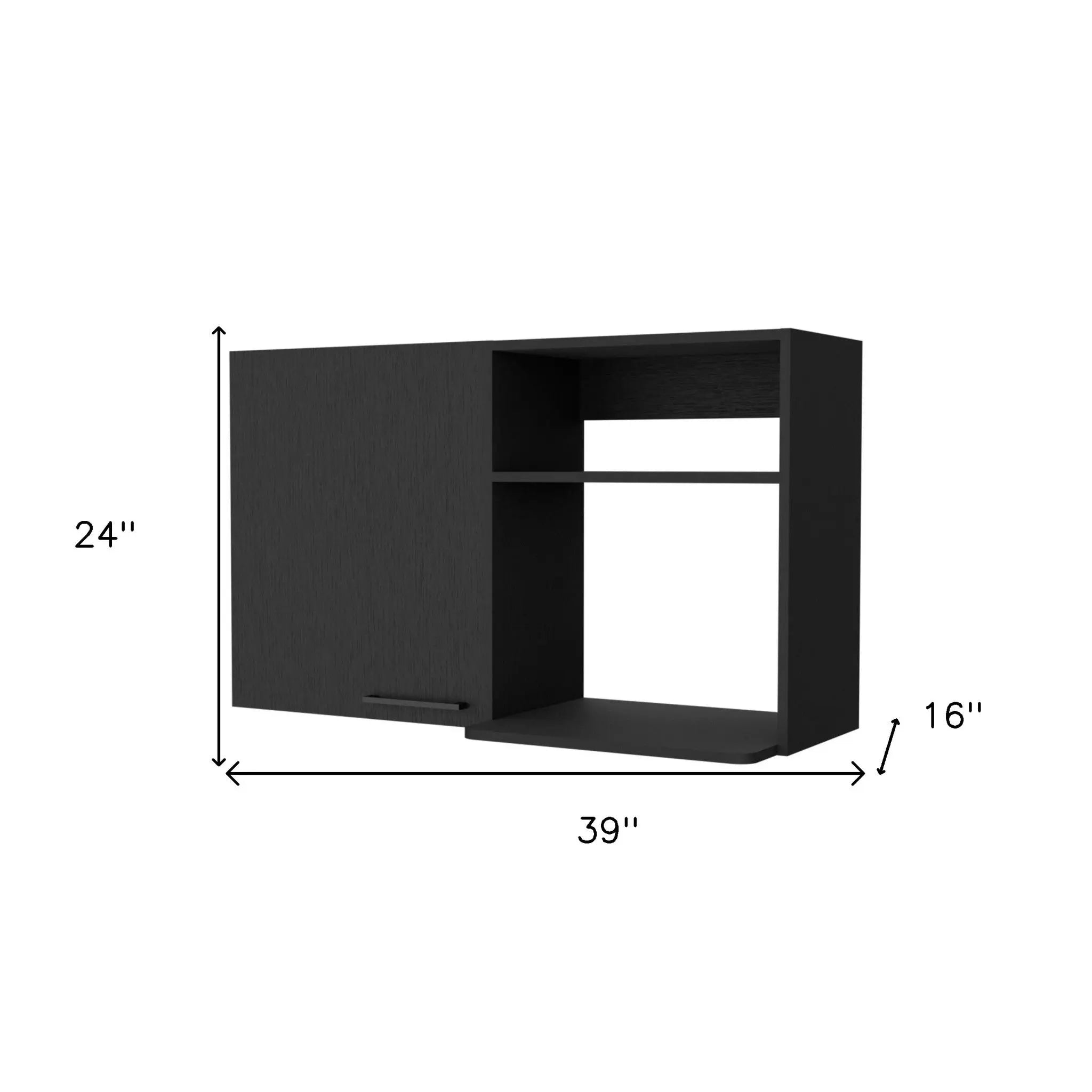 39" Black Accent Cabinet With Two Shelves Homeroots Kitchen & Dining