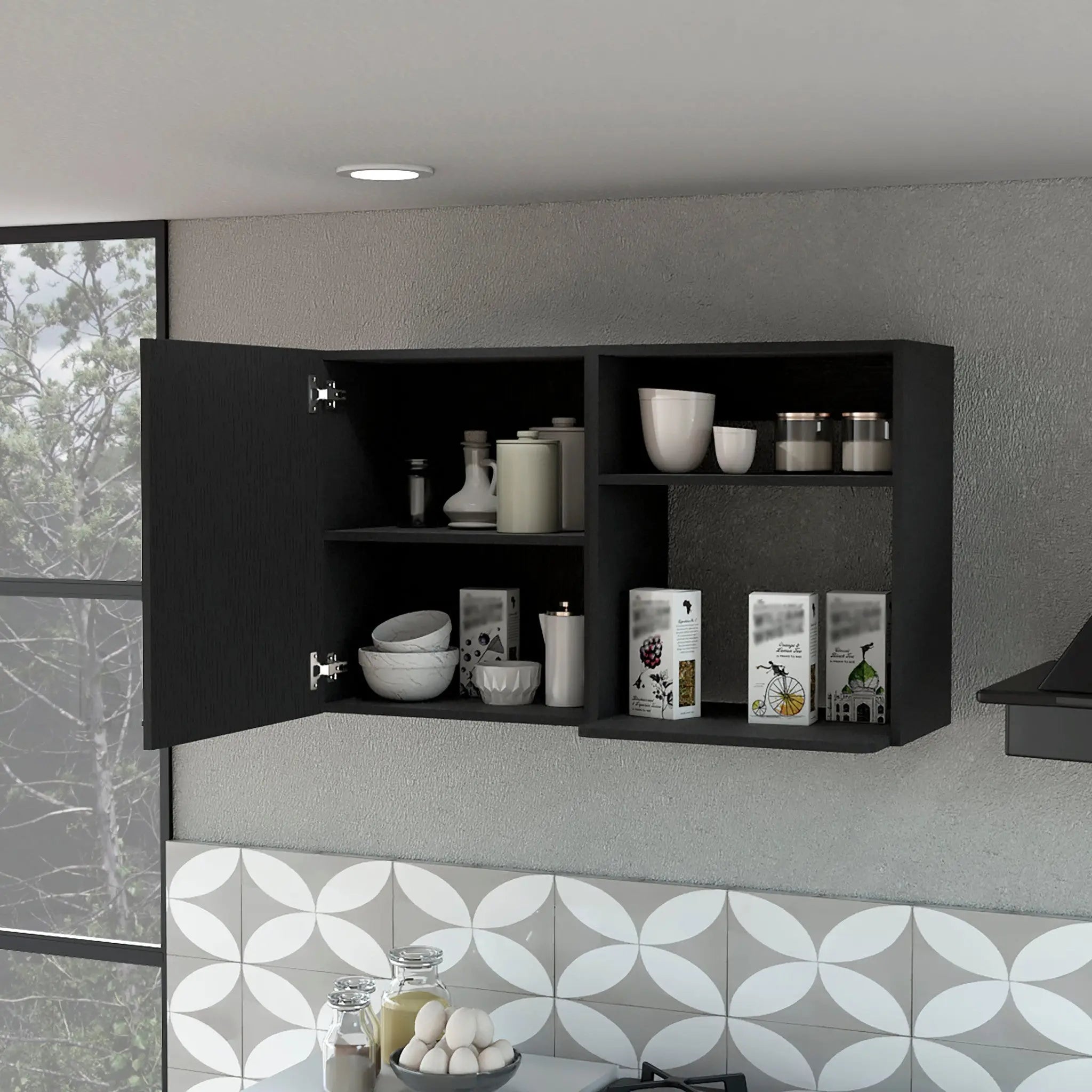 39" Black Accent Cabinet With Two Shelves Homeroots Kitchen & Dining