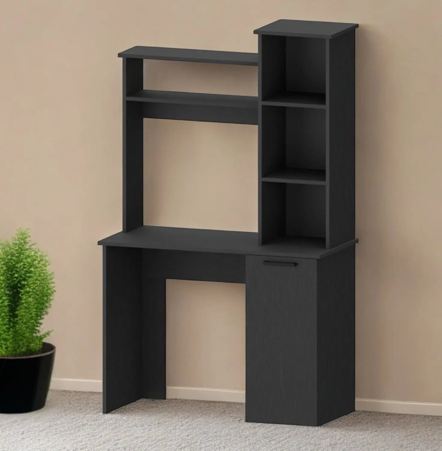 39" Black Computer Desk With Hutch Homeroots Office