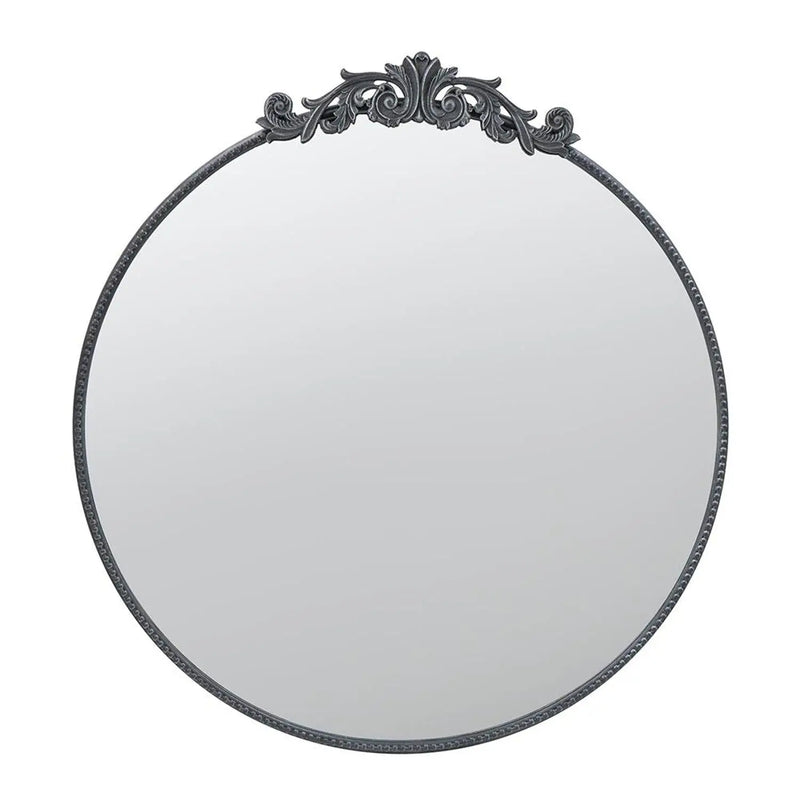 39" Black Crowned Top Iron Framed Accent Mirror Homeroots Bed & Bath