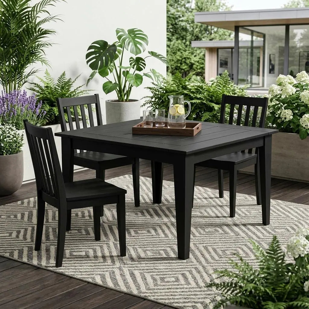 39" Black Heavy Duty Plastic Square Outdoor Dining Table Homeroots Outdoor