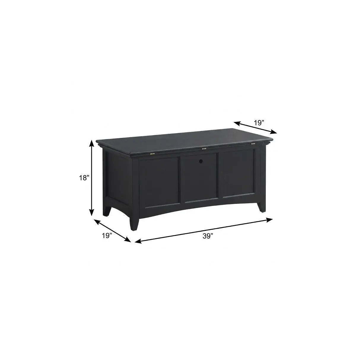 39" Black Solid Wood Solid Trunk Coffee Table Homeroots Living Room