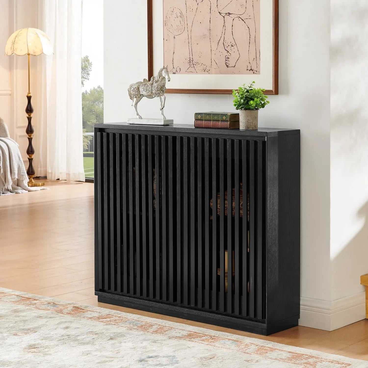 39" Black Wood Accent Cabinet Homeroots