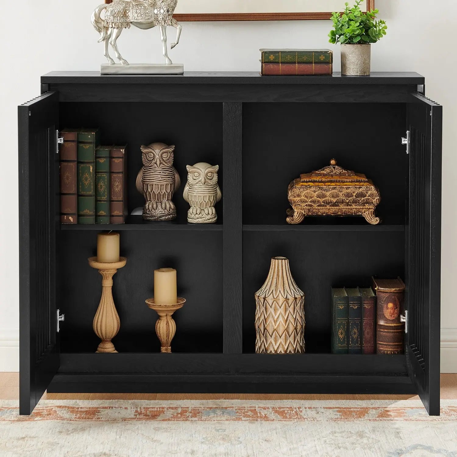 39" Black Wood Accent Cabinet Homeroots