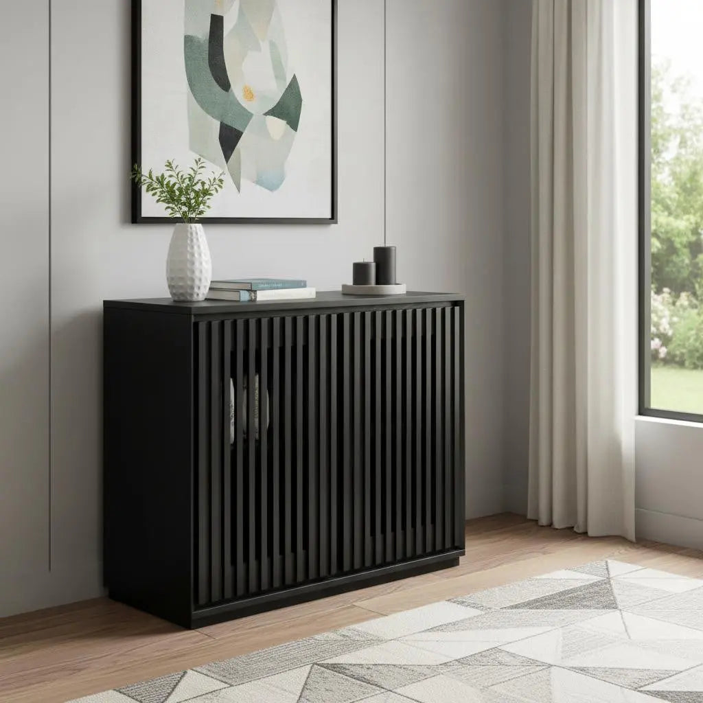 39" Black Wood Accent Cabinet Homeroots