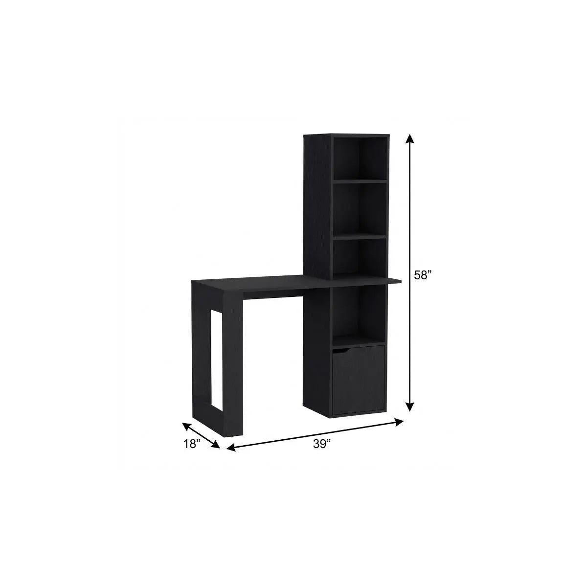 39" Black Wood Executive Desk Homeroots