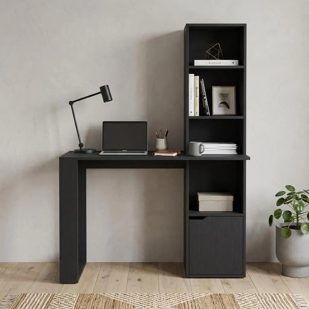 39" Black Wood Executive Desk Homeroots
