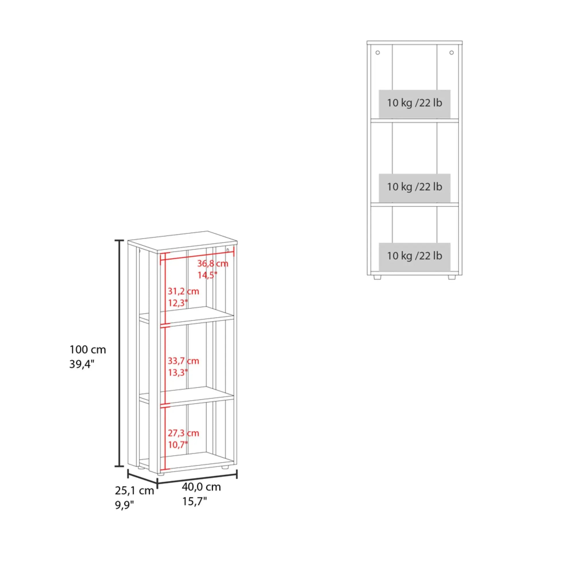 39" Black Wood Three Tier Bookcase Homeroots Office