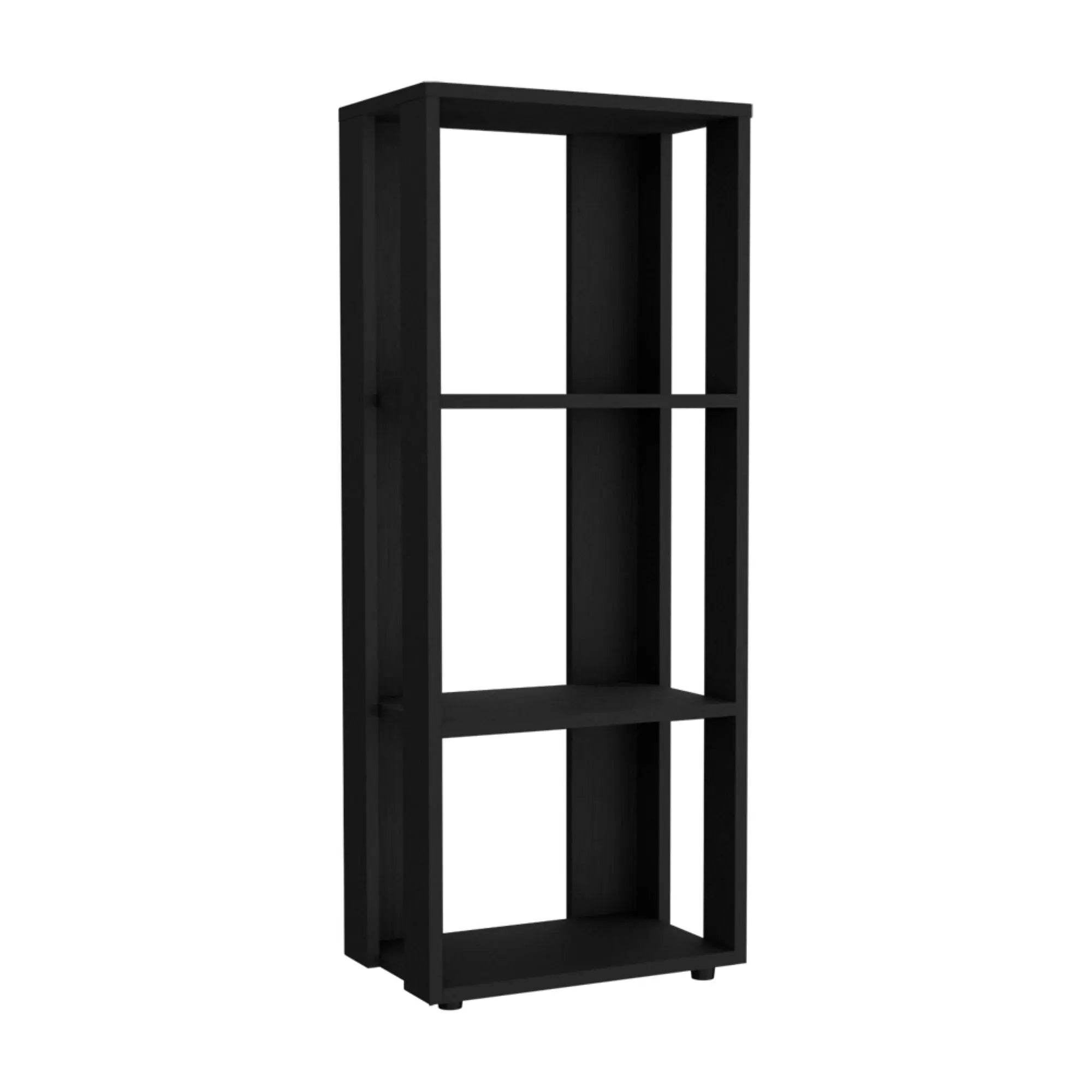 39" Black Wood Three Tier Bookcase Homeroots Office