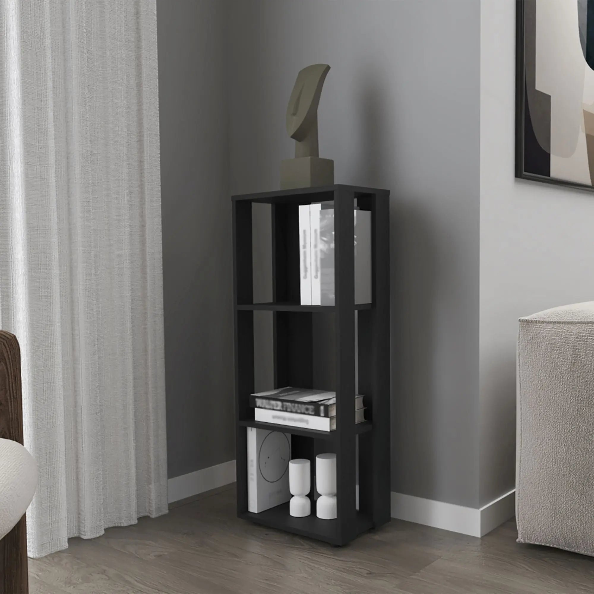 39" Black Wood Three Tier Bookcase Homeroots Office
