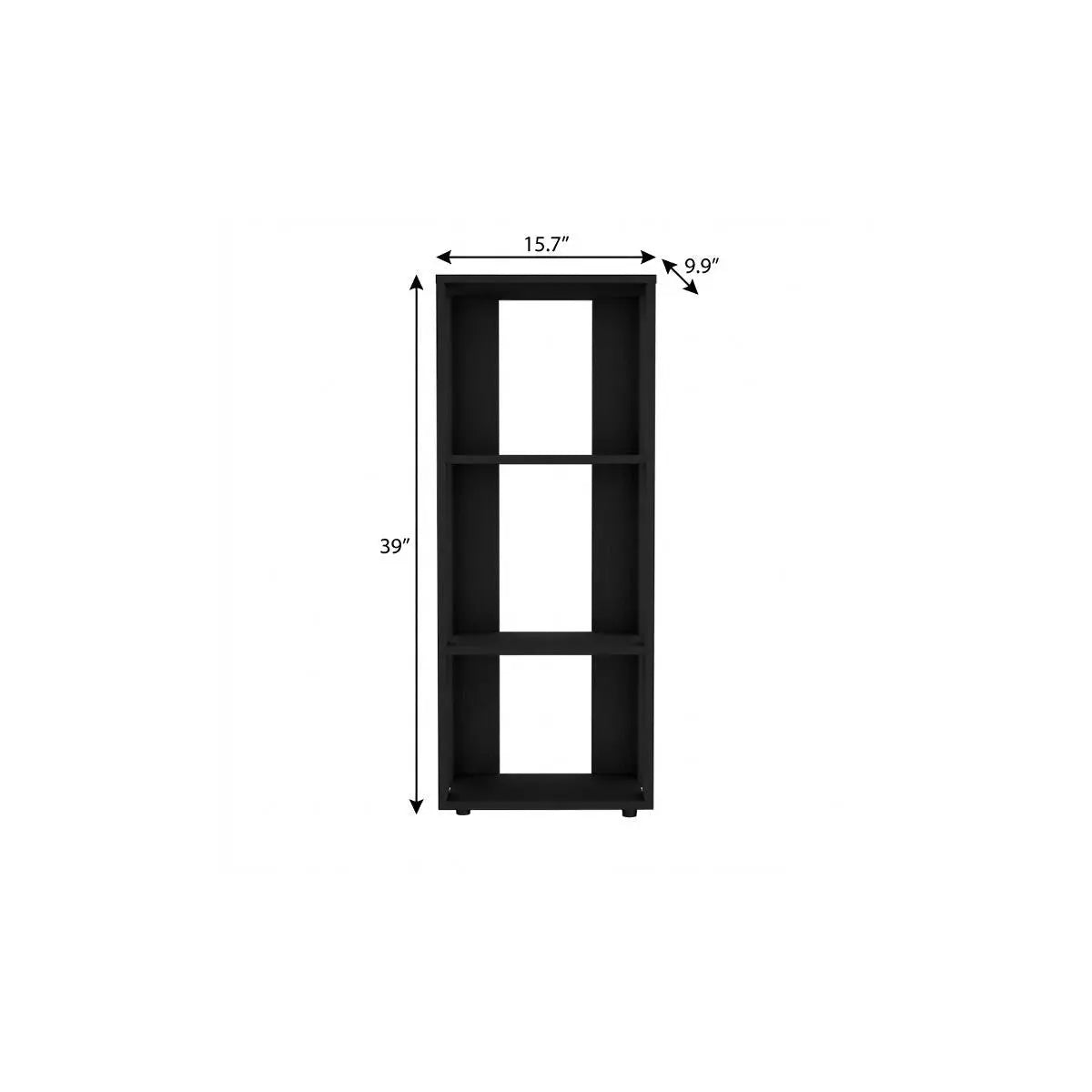 39" Black Wood Three Tier Bookcase Homeroots Office