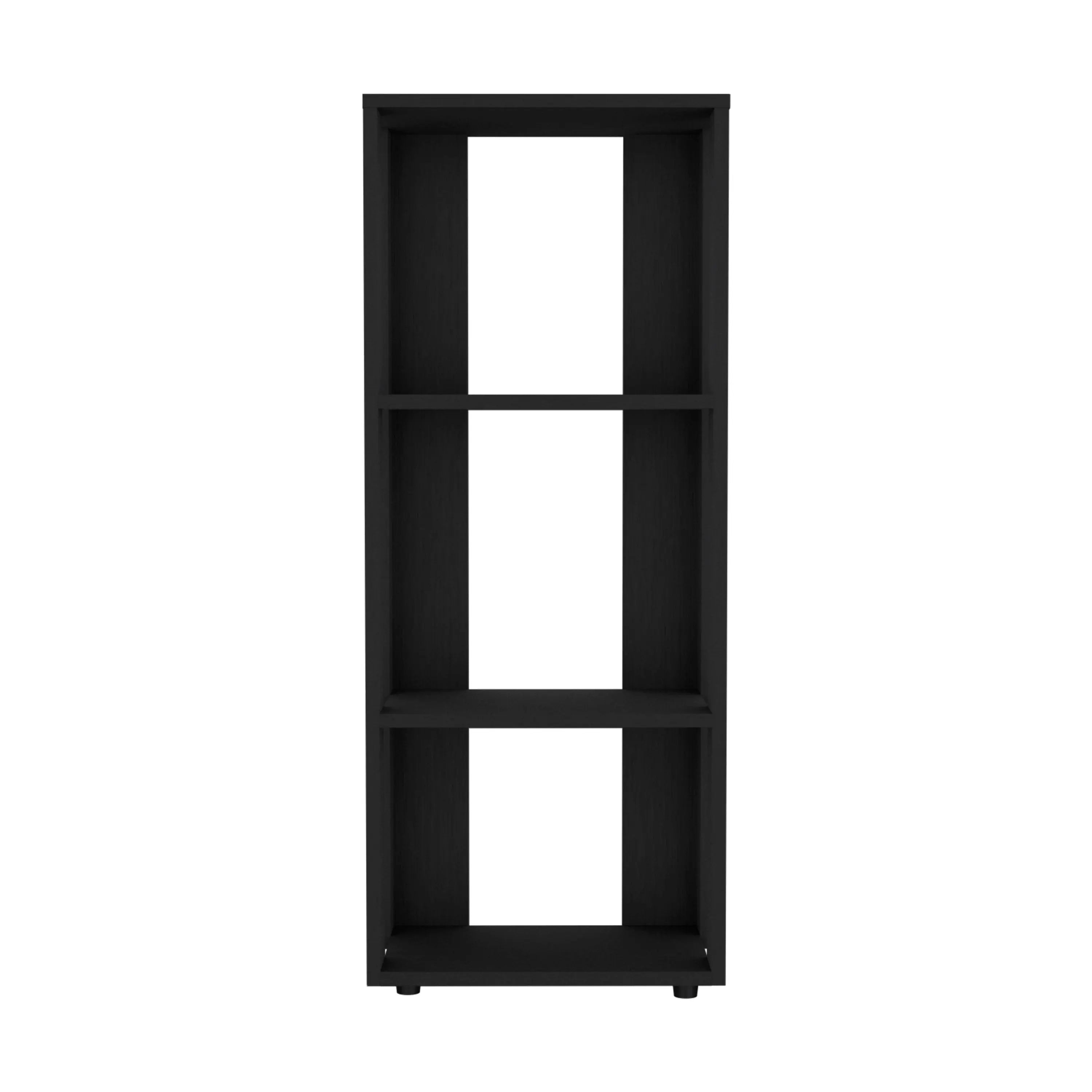 39" Black Wood Three Tier Bookcase Homeroots Office